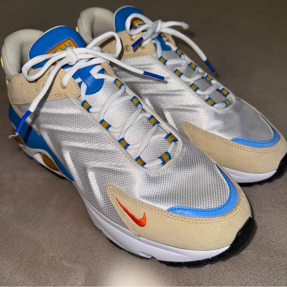 Nike Air Max TW Frank Rudy Beige and Blue Athletic Shoes with Orange Detail